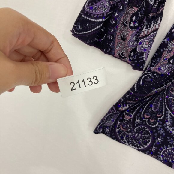 INC International Concepts Small Purple Paisley Y2K Wrap Babydoll Top Whimsigoth - Picture 8 of 8